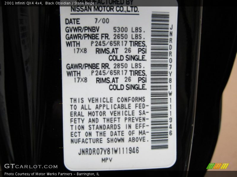 Black Obsidian / Stone Beige 2001 Infiniti QX4 4x4