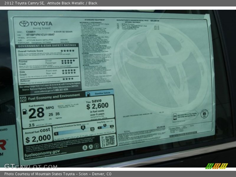 Attitude Black Metallic / Black 2012 Toyota Camry SE