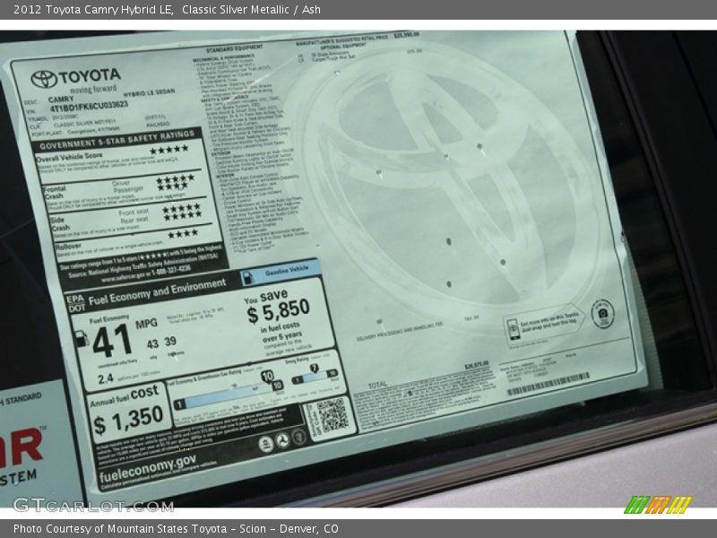 Classic Silver Metallic / Ash 2012 Toyota Camry Hybrid LE