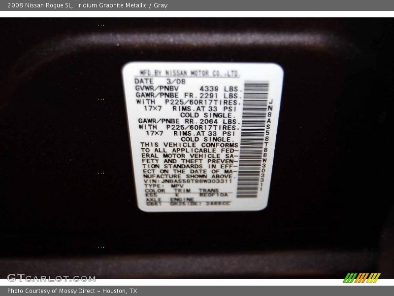 Iridium Graphite Metallic / Gray 2008 Nissan Rogue SL