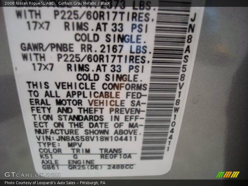 Gotham Gray Metallic / Black 2008 Nissan Rogue SL AWD