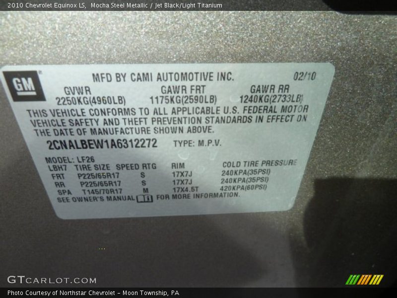 Mocha Steel Metallic / Jet Black/Light Titanium 2010 Chevrolet Equinox LS