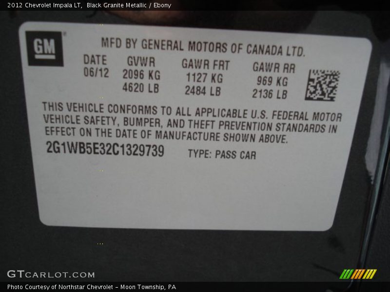 Black Granite Metallic / Ebony 2012 Chevrolet Impala LT