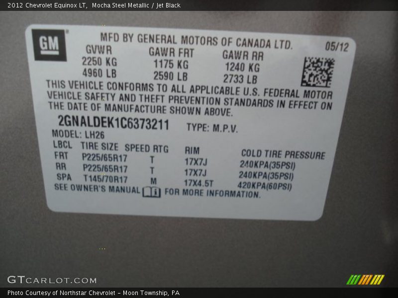 Mocha Steel Metallic / Jet Black 2012 Chevrolet Equinox LT