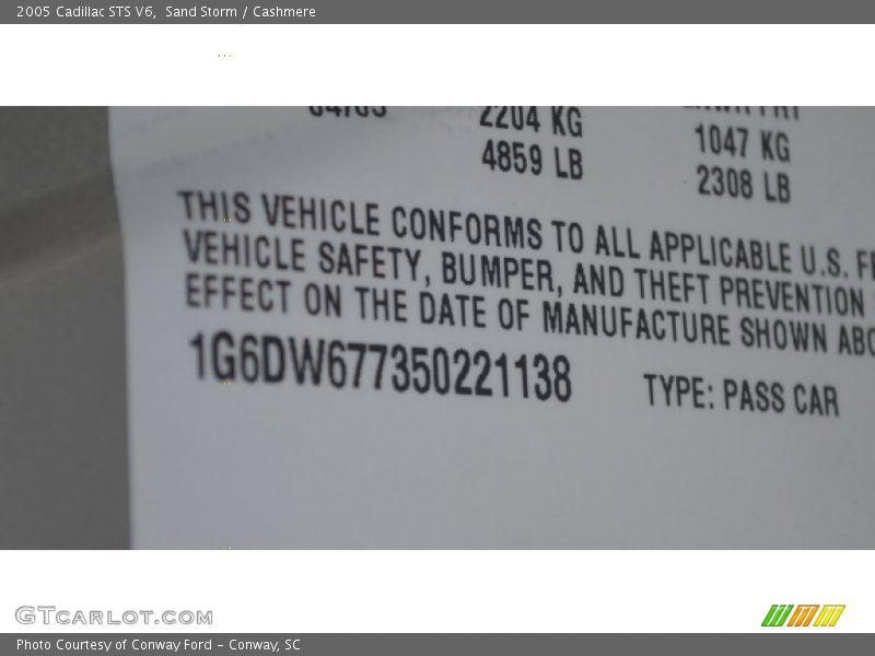 Sand Storm / Cashmere 2005 Cadillac STS V6