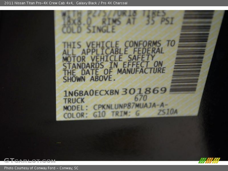 Galaxy Black / Pro 4X Charcoal 2011 Nissan Titan Pro-4X Crew Cab 4x4