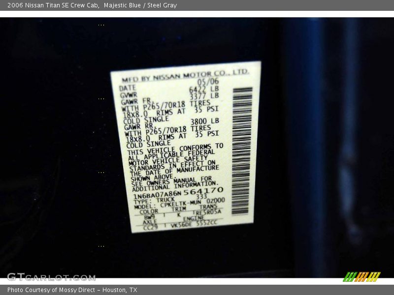 Majestic Blue / Steel Gray 2006 Nissan Titan SE Crew Cab
