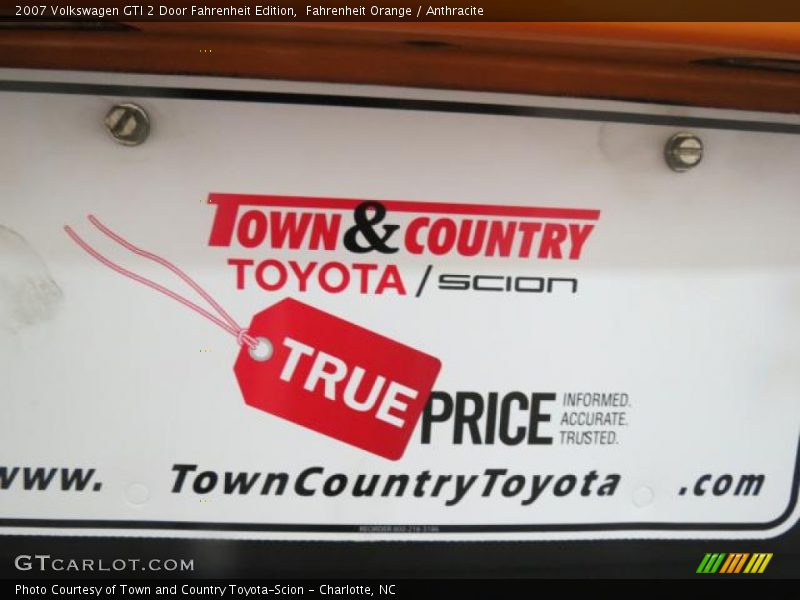 Fahrenheit Orange / Anthracite 2007 Volkswagen GTI 2 Door Fahrenheit Edition