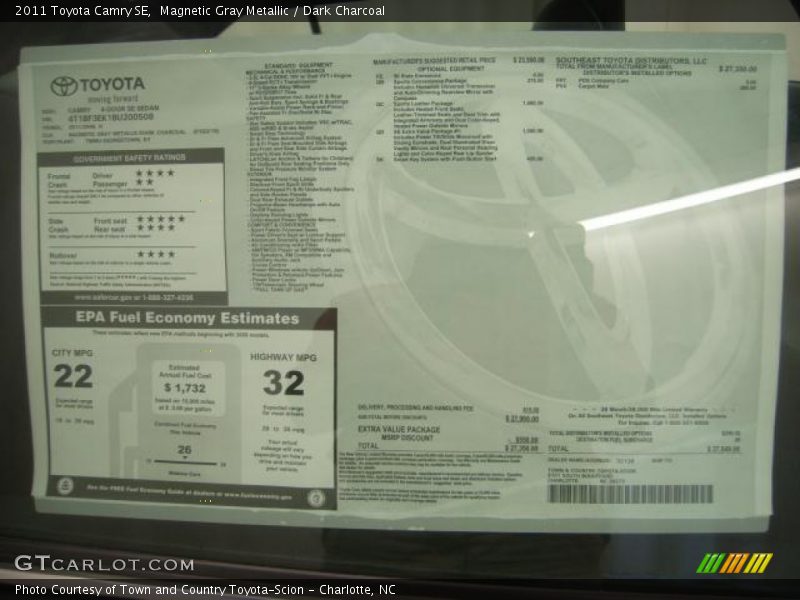 Magnetic Gray Metallic / Dark Charcoal 2011 Toyota Camry SE