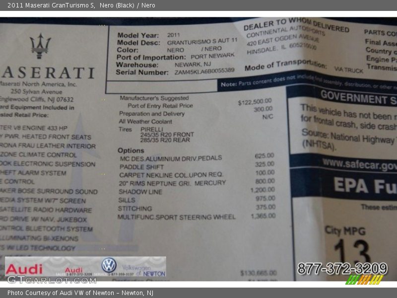 Nero (Black) / Nero 2011 Maserati GranTurismo S