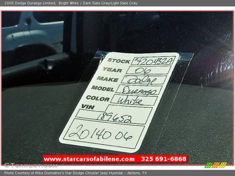 Bright White / Dark Slate Gray/Light Slate Gray 2006 Dodge Durango Limited