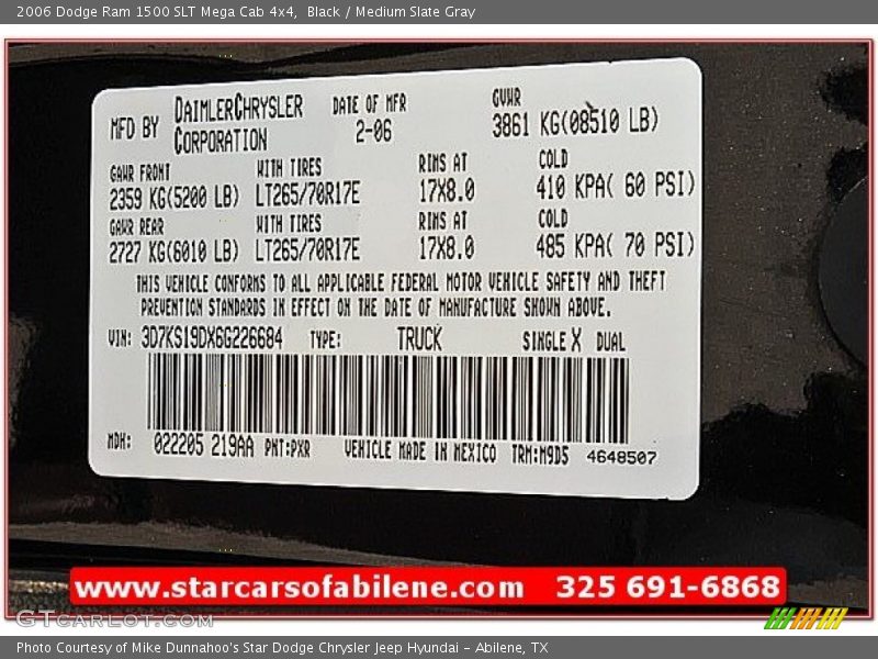 Black / Medium Slate Gray 2006 Dodge Ram 1500 SLT Mega Cab 4x4
