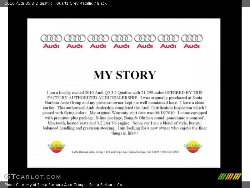 Quartz Grey Metallic / Black 2010 Audi Q5 3.2 quattro