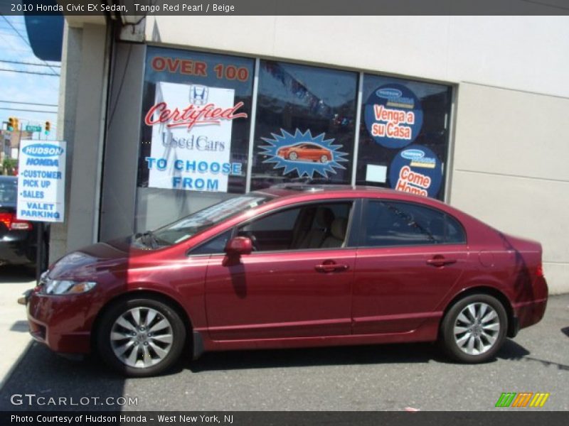 Tango Red Pearl / Beige 2010 Honda Civic EX Sedan