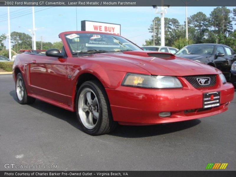 Laser Red Metallic / Medium Parchment 2002 Ford Mustang GT Convertible