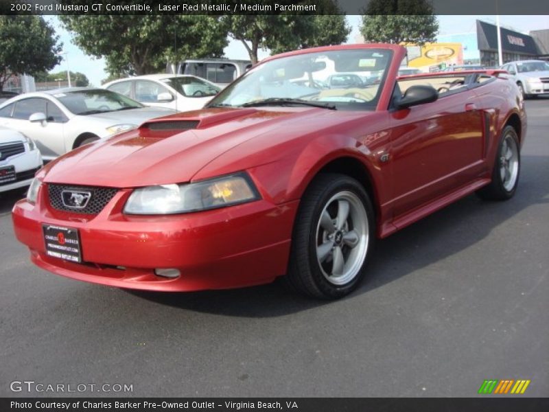 Laser Red Metallic / Medium Parchment 2002 Ford Mustang GT Convertible