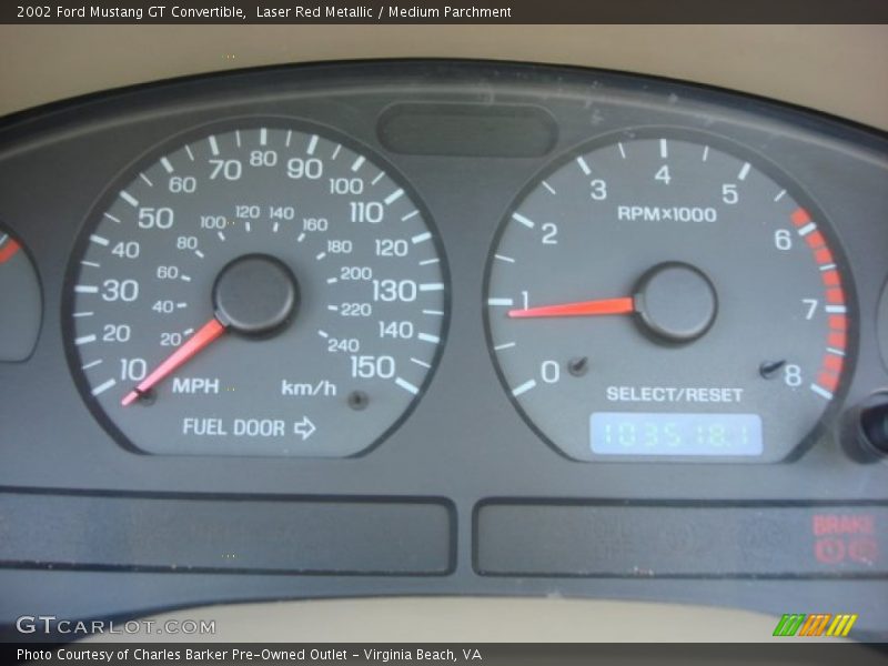 Laser Red Metallic / Medium Parchment 2002 Ford Mustang GT Convertible