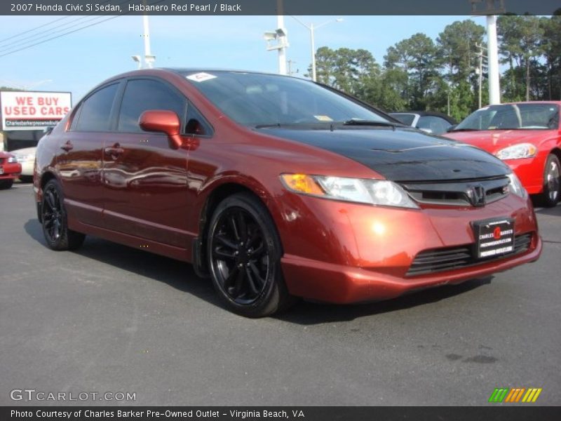 Habanero Red Pearl / Black 2007 Honda Civic Si Sedan