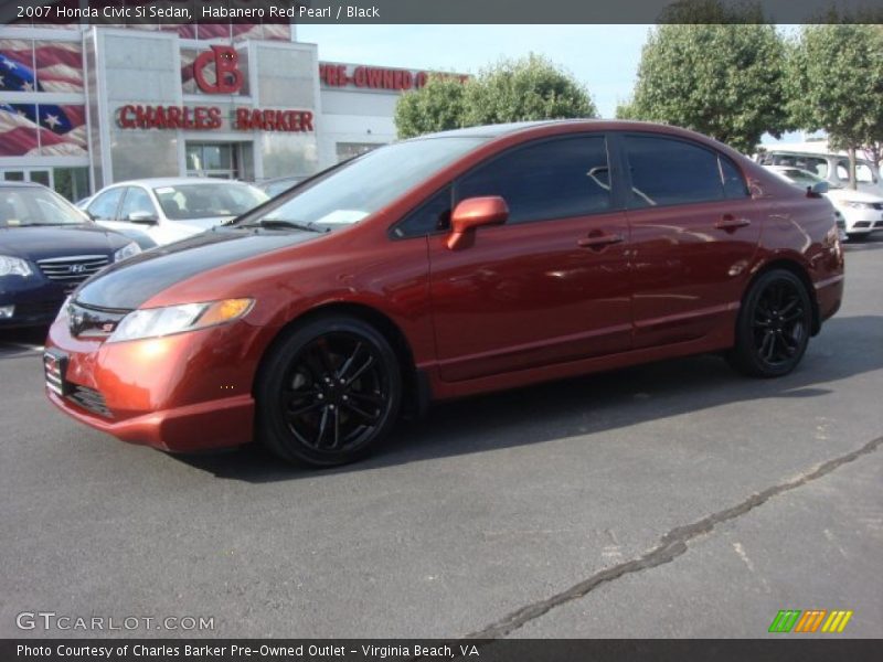Habanero Red Pearl / Black 2007 Honda Civic Si Sedan