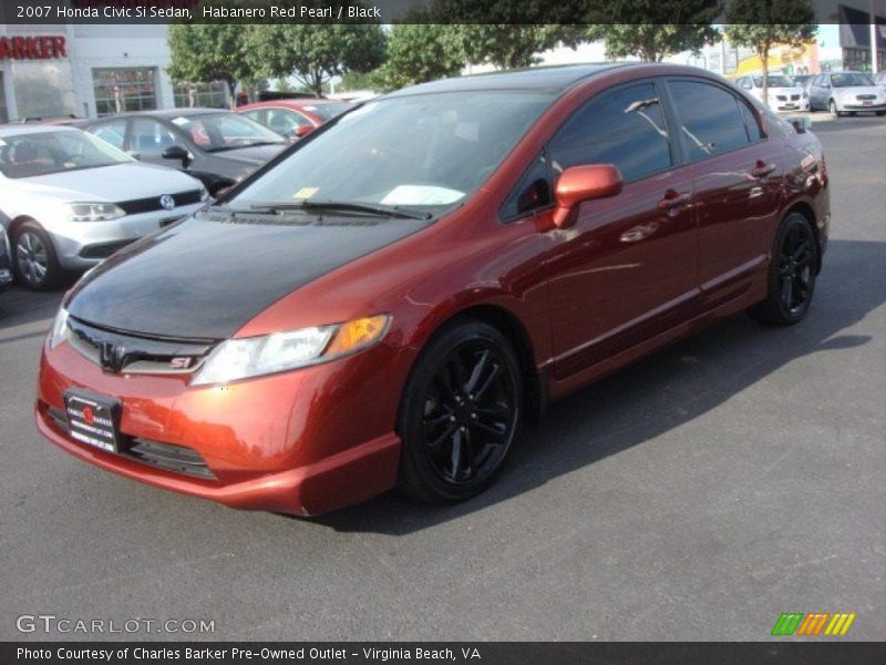 Habanero Red Pearl / Black 2007 Honda Civic Si Sedan