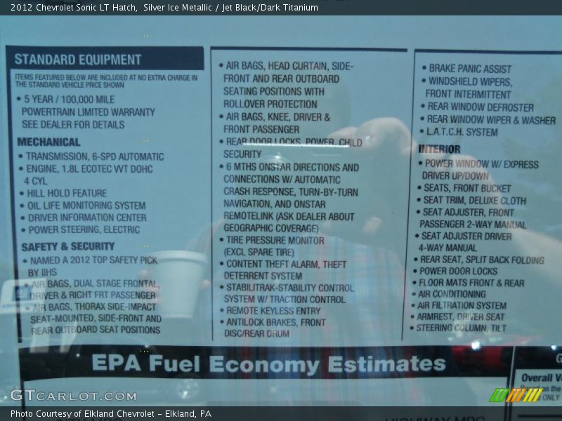  2012 Sonic LT Hatch Window Sticker