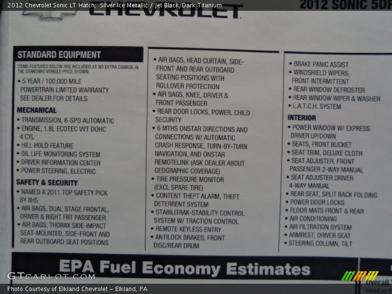 Silver Ice Metallic / Jet Black/Dark Titanium 2012 Chevrolet Sonic LT Hatch