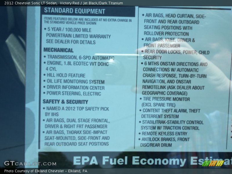 Victory Red / Jet Black/Dark Titanium 2012 Chevrolet Sonic LT Sedan