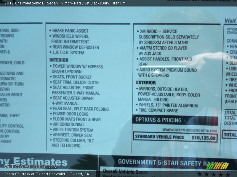 Victory Red / Jet Black/Dark Titanium 2012 Chevrolet Sonic LT Sedan