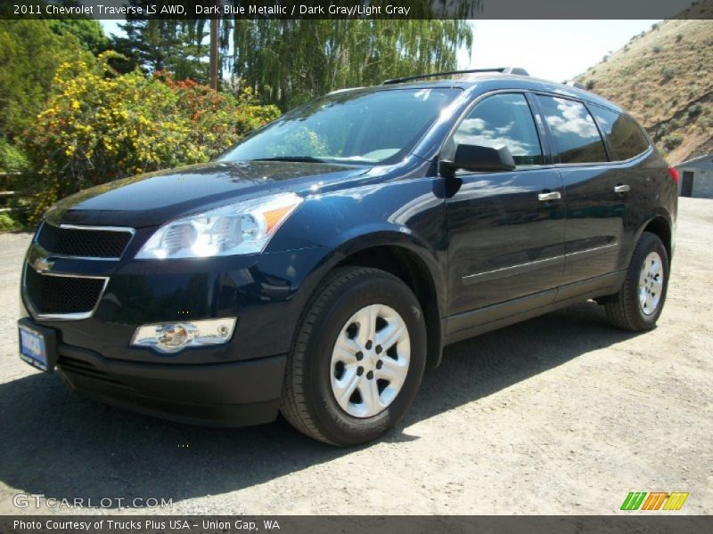 Dark Blue Metallic / Dark Gray/Light Gray 2011 Chevrolet Traverse LS AWD