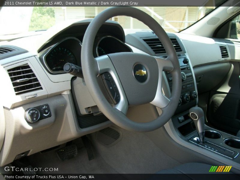 Dark Blue Metallic / Dark Gray/Light Gray 2011 Chevrolet Traverse LS AWD