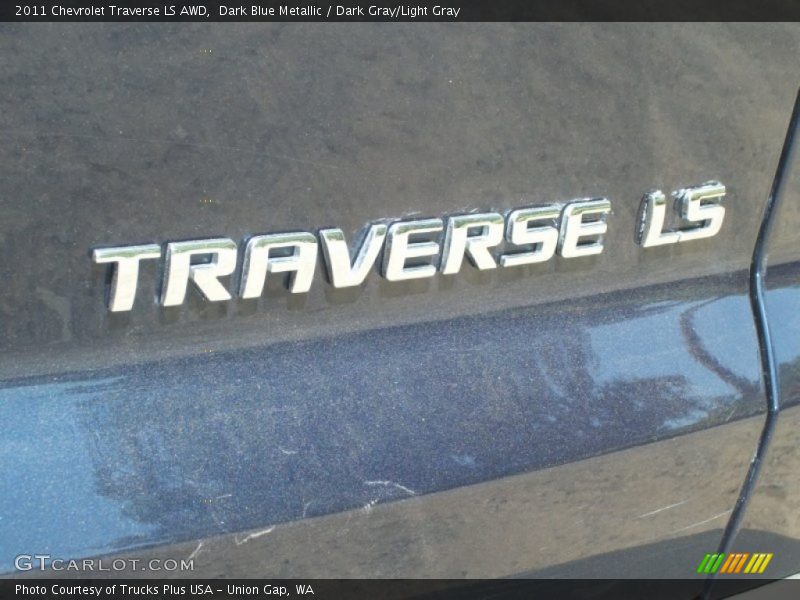 Dark Blue Metallic / Dark Gray/Light Gray 2011 Chevrolet Traverse LS AWD
