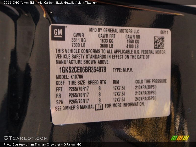 Carbon Black Metallic / Light Titanium 2011 GMC Yukon SLT 4x4