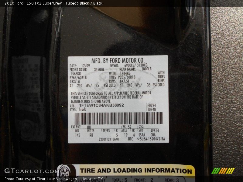 Tuxedo Black / Black 2010 Ford F150 FX2 SuperCrew