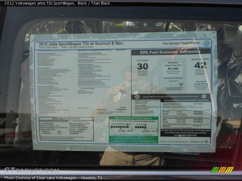 2012 Jetta TDI SportWagen Window Sticker