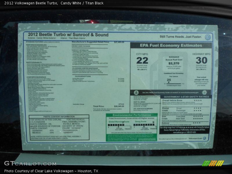 Candy White / Titan Black 2012 Volkswagen Beetle Turbo
