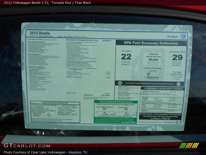 Tornado Red / Titan Black 2012 Volkswagen Beetle 2.5L