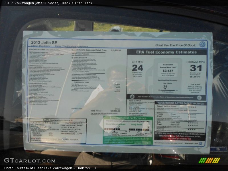 Black / Titan Black 2012 Volkswagen Jetta SE Sedan