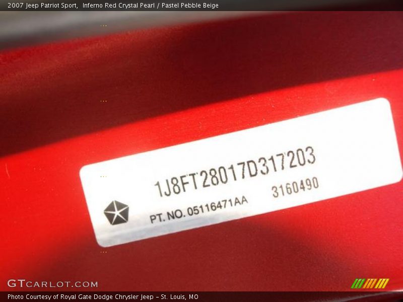 Inferno Red Crystal Pearl / Pastel Pebble Beige 2007 Jeep Patriot Sport