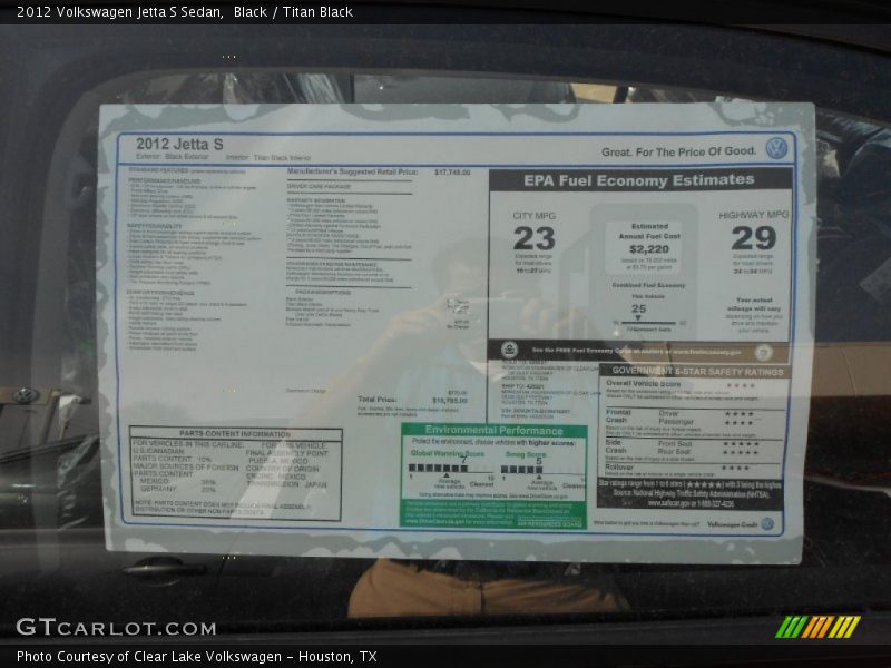 Black / Titan Black 2012 Volkswagen Jetta S Sedan