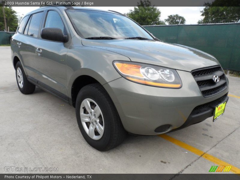 Platinum Sage / Beige 2009 Hyundai Santa Fe GLS