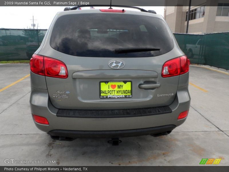 Platinum Sage / Beige 2009 Hyundai Santa Fe GLS