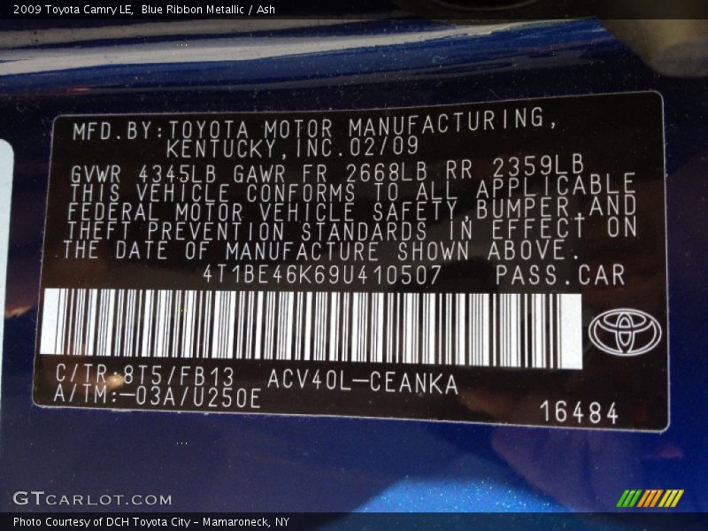 Blue Ribbon Metallic / Ash 2009 Toyota Camry LE