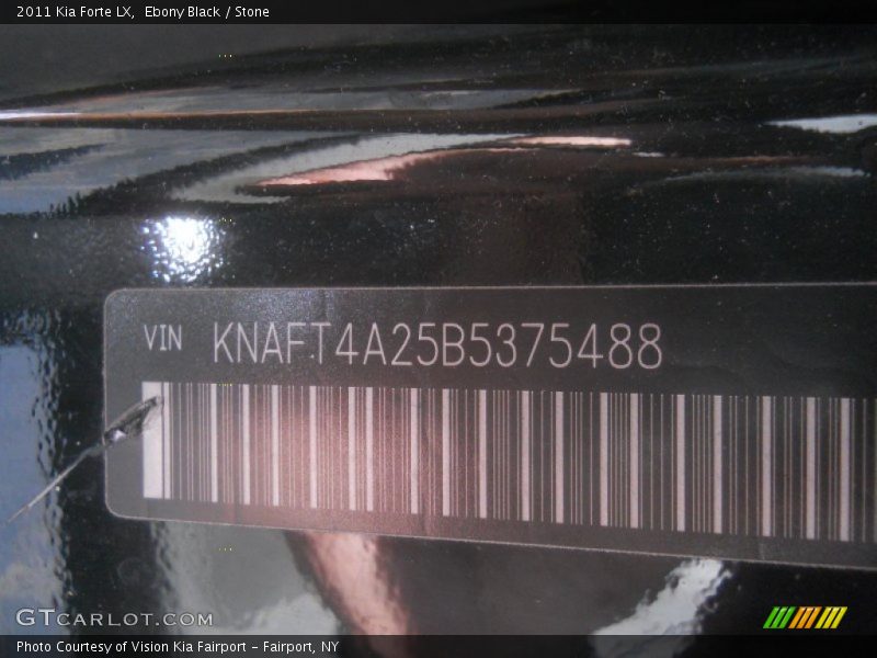 Ebony Black / Stone 2011 Kia Forte LX