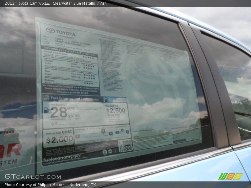 Clearwater Blue Metallic / Ash 2012 Toyota Camry XLE