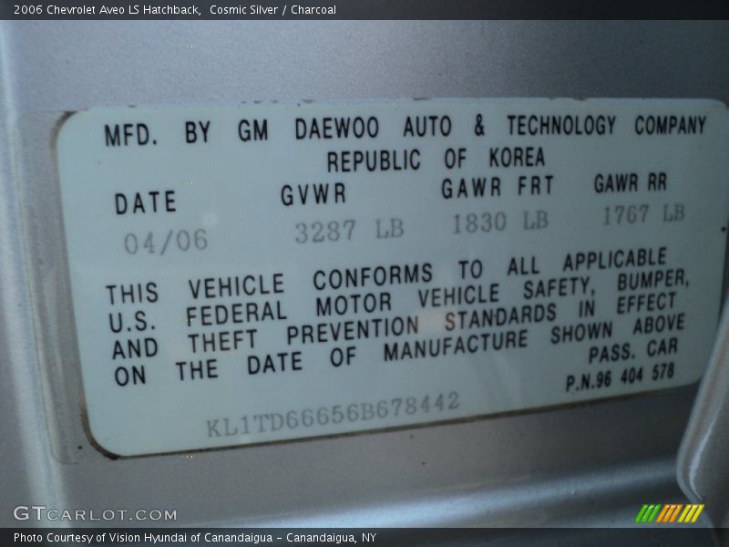 Cosmic Silver / Charcoal 2006 Chevrolet Aveo LS Hatchback