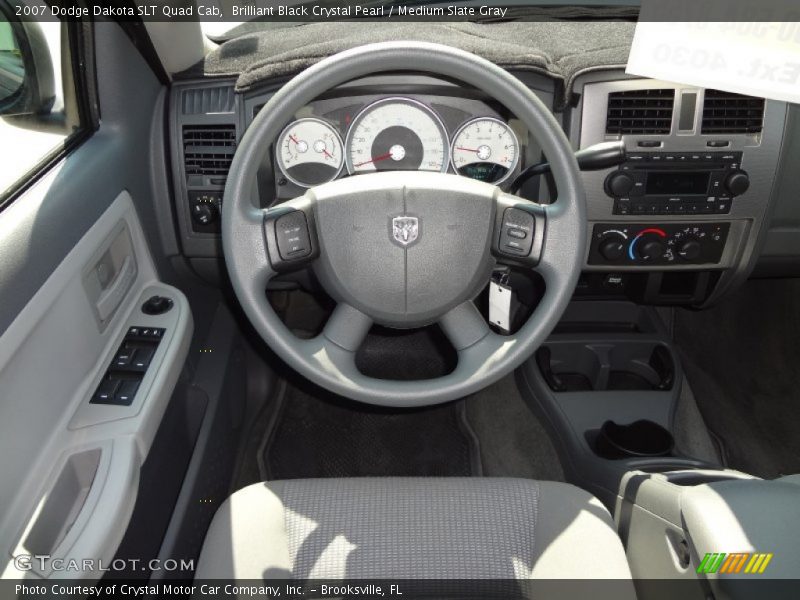 Brilliant Black Crystal Pearl / Medium Slate Gray 2007 Dodge Dakota SLT Quad Cab