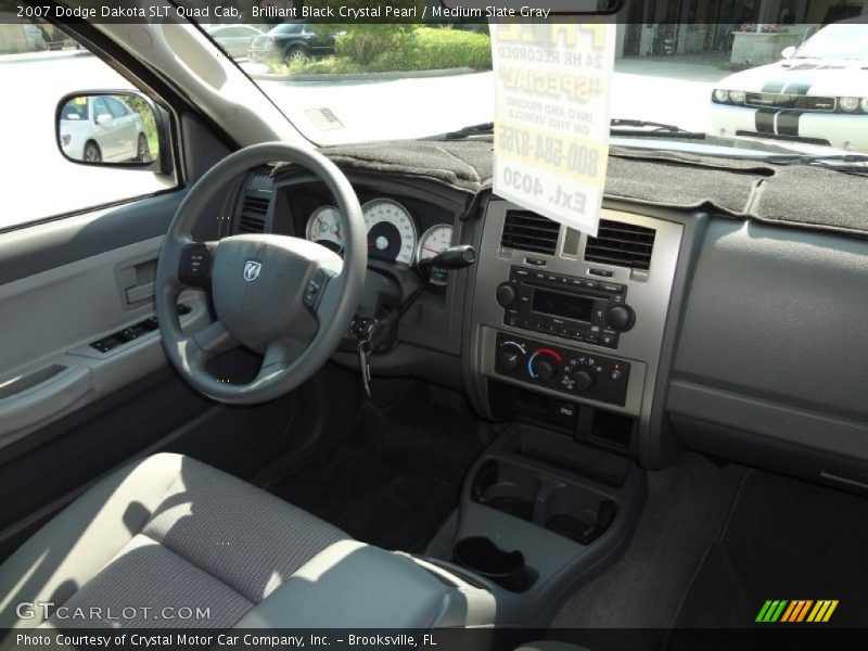 Brilliant Black Crystal Pearl / Medium Slate Gray 2007 Dodge Dakota SLT Quad Cab