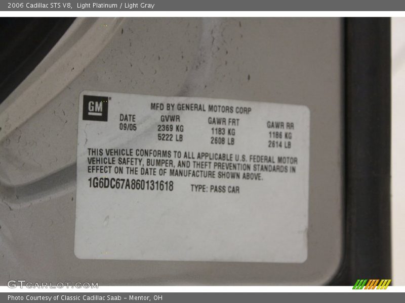 Light Platinum / Light Gray 2006 Cadillac STS V8