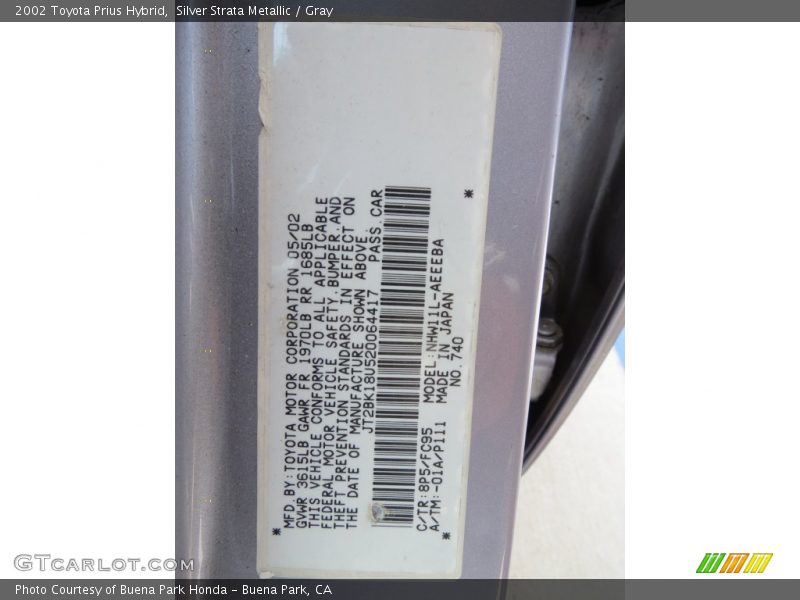 Silver Strata Metallic / Gray 2002 Toyota Prius Hybrid