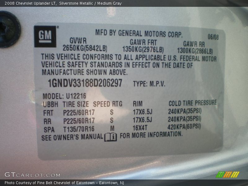 Silverstone Metallic / Medium Gray 2008 Chevrolet Uplander LT